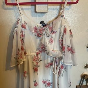 Torrid floral and white off shoulder blouse